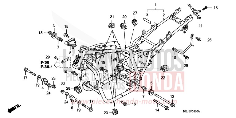 FRAME BODY for CB1300 Super Bold'or ABS PEARL FADELESS WHITE (NH341KF) from 2007